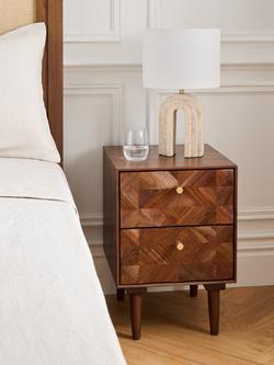 John Lewis + Swoon Franklin 2 Drawer Bedside Table, Dark Brown - view 2, Acacia