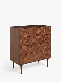 John Lewis + Swoon Franklin 2+3 Drawer Chest, Dark Brown, Acacia