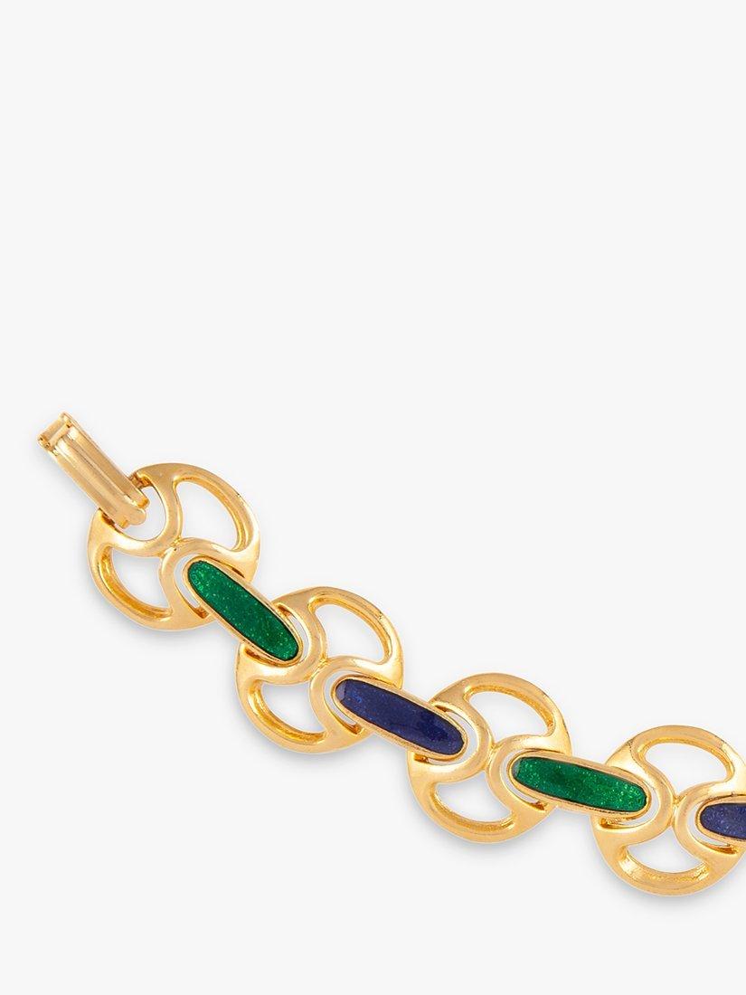 Product image 2 of 2, which shows Susan Caplan Pre-Loved Rediscovered Collection Enamel Round Link Chain Bracelet, Gold/Multi