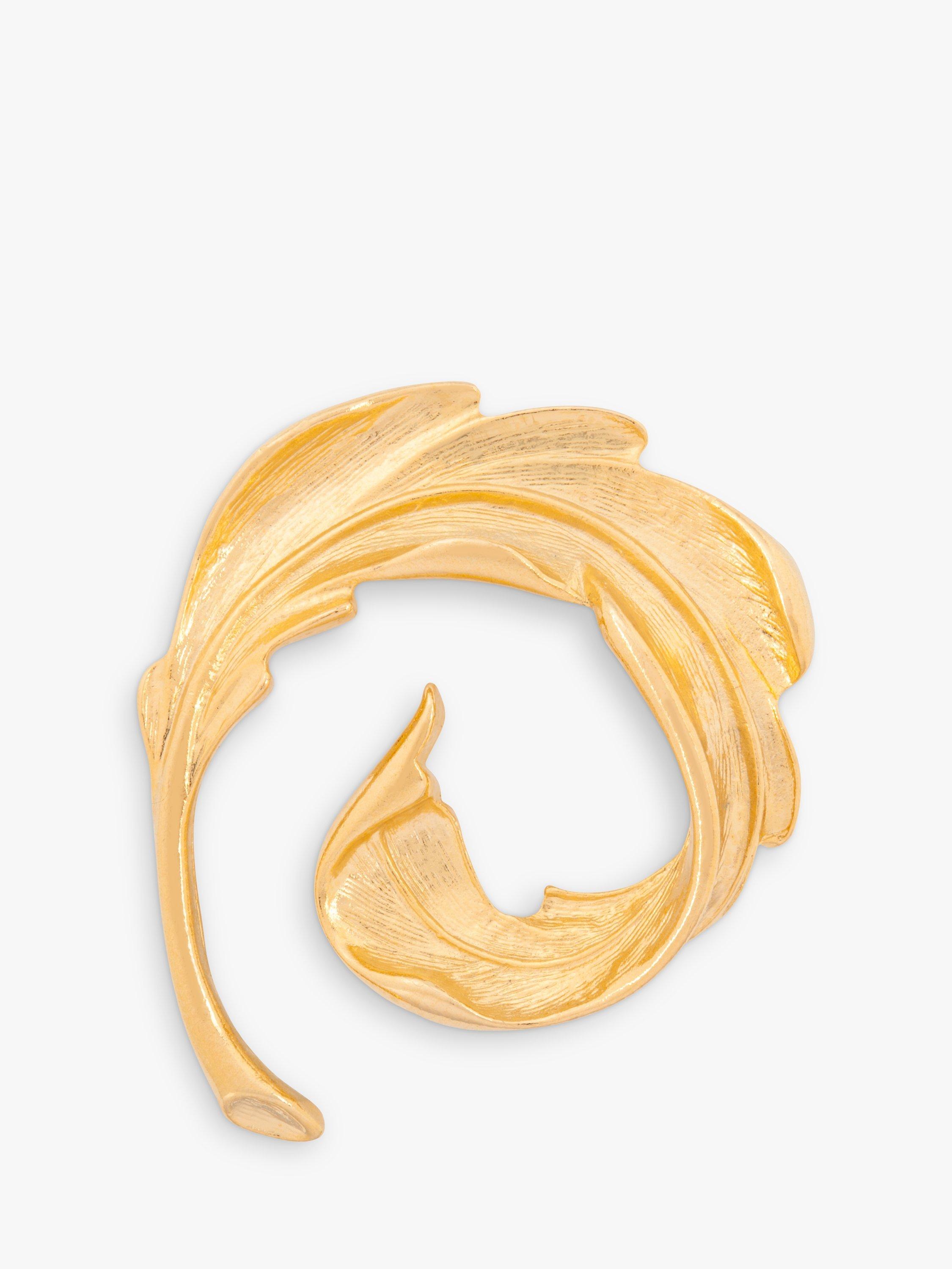 Product image 1 of 2, which shows Susan Caplan Pre-Loved Rediscovered Collection Brushed Leaf Brooch, Gold