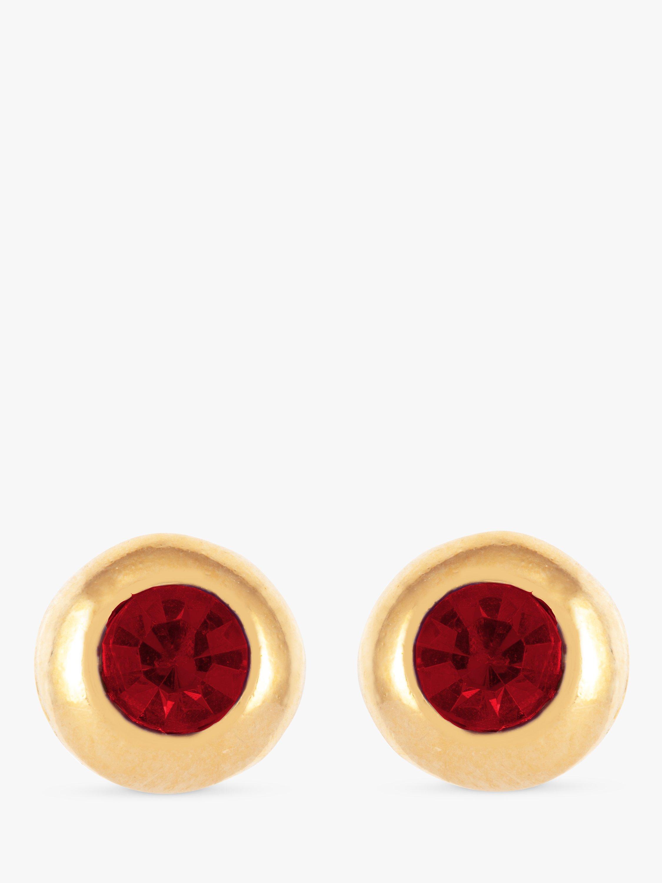 Product image 1 of 3, which shows Susan Caplan Pre-Loved Rediscovered Collection Swarovski Crystal Stud Earrings, Gold/Red