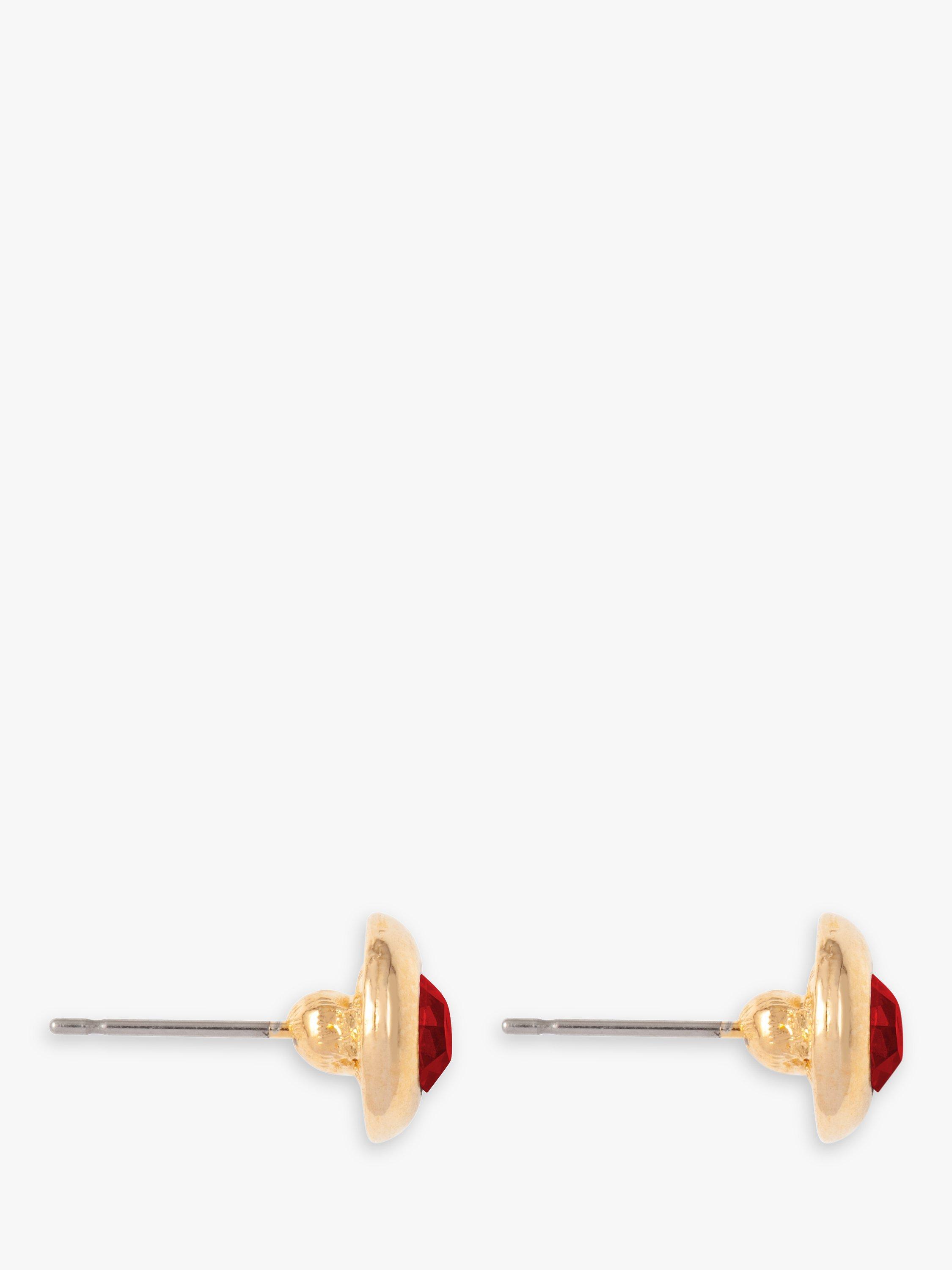 Product image 3 of 3, which shows Susan Caplan Pre-Loved Rediscovered Collection Swarovski Crystal Stud Earrings, Gold/Red