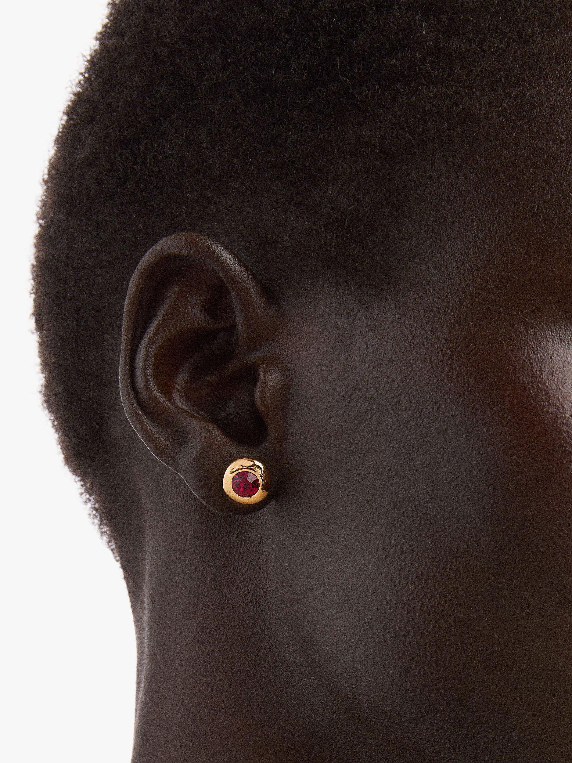 Product image 2 of 3, which shows Susan Caplan Pre-Loved Rediscovered Collection Swarovski Crystal Stud Earrings, Gold/Red