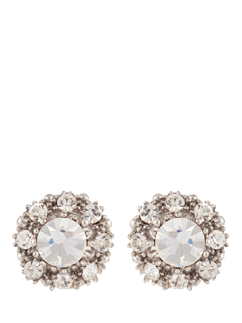 Product image 1 of 2, which shows Susan Caplan Pre-Loved Rediscovered Collection Swarovski Crystal Round Clip-On Earrings, Silver