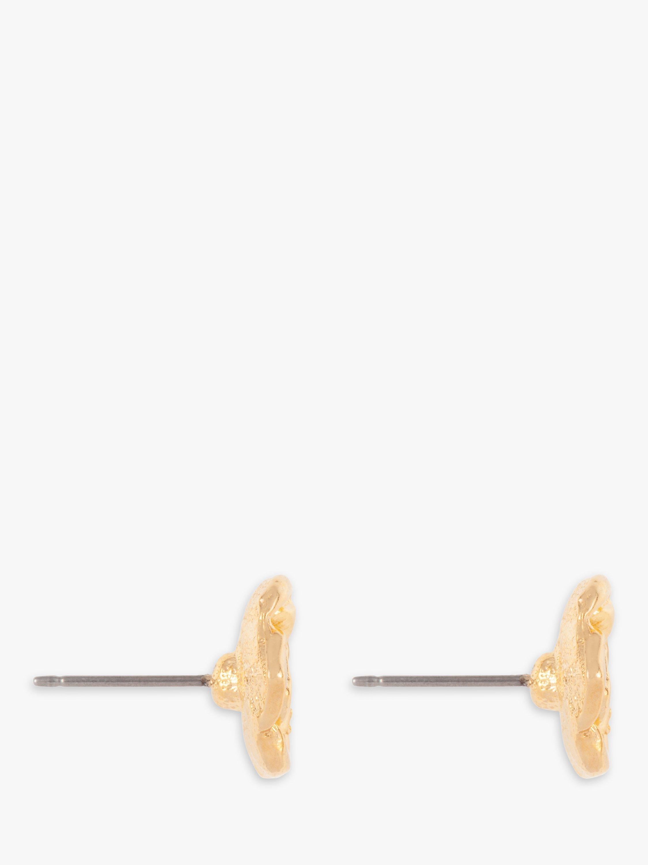 Product image 2 of 2, which shows Susan Caplan Pre-Loved Rediscovered Collection Rose Stud Earrings, Gold