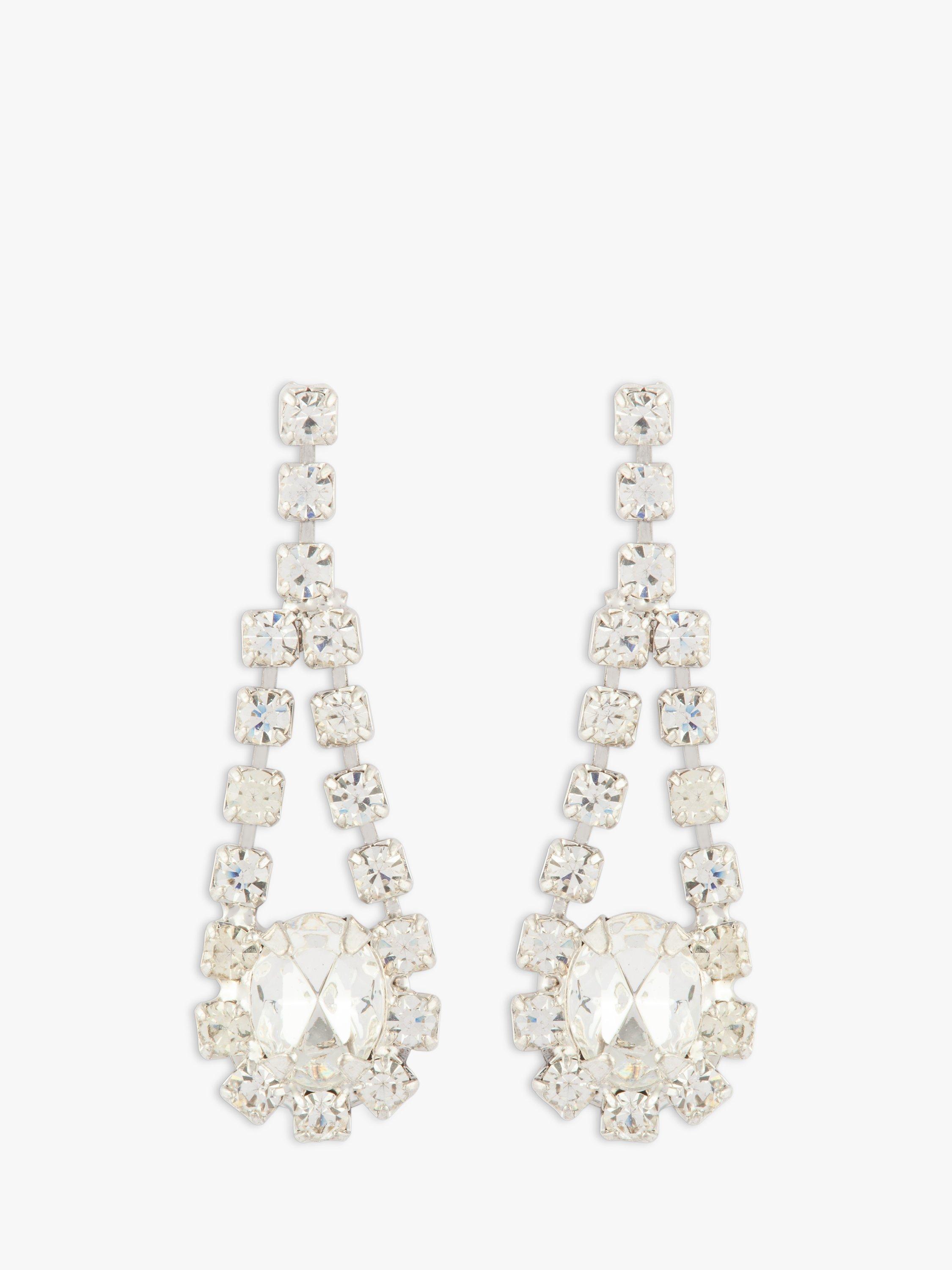 Product image 1 of 2, which shows Susan Caplan Pre-Loved Rediscovered Collection Swarovski Crystal Drop Earrings, Silver
