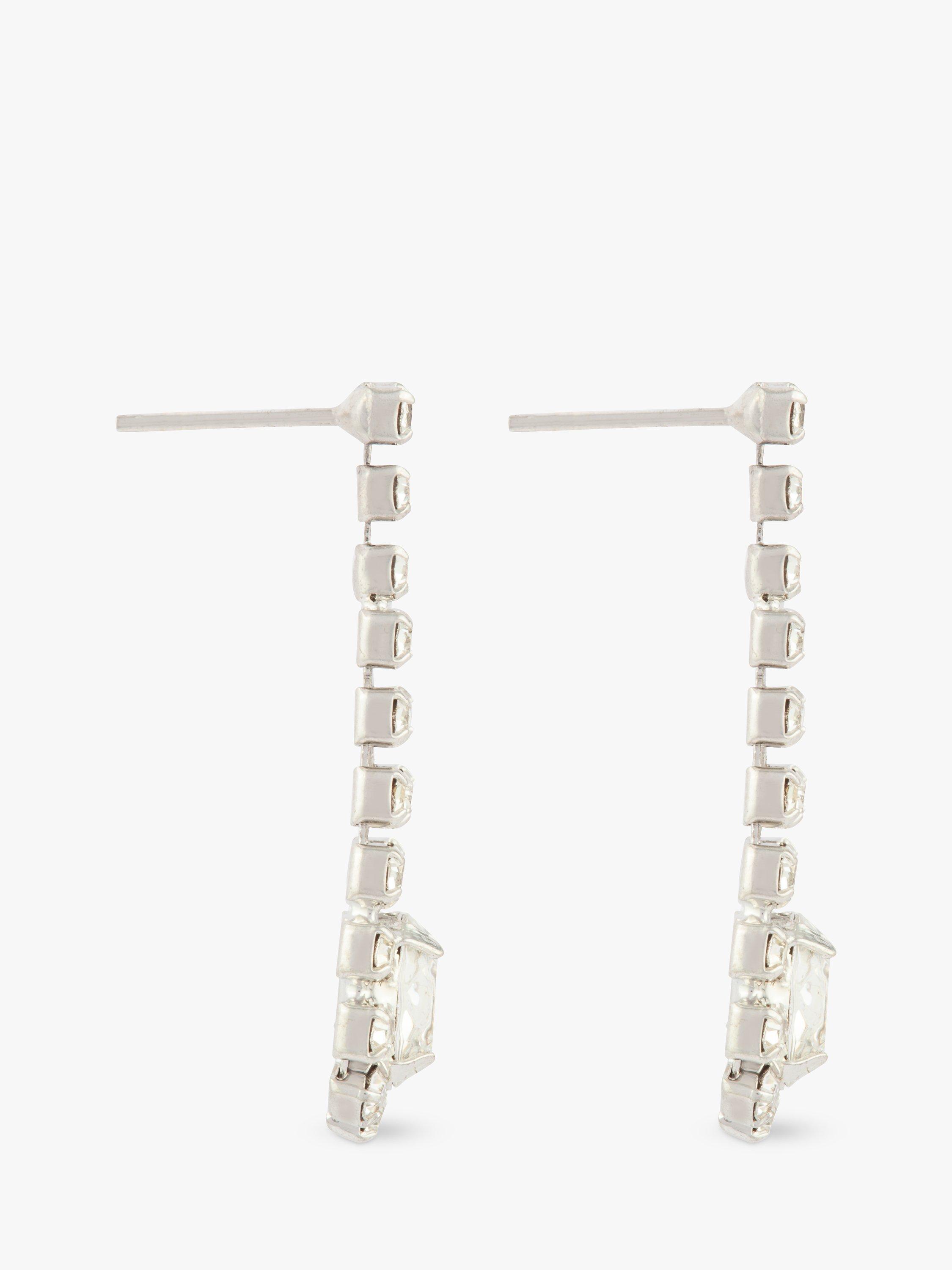 Product image 2 of 2, which shows Susan Caplan Pre-Loved Rediscovered Collection Swarovski Crystal Drop Earrings, Silver