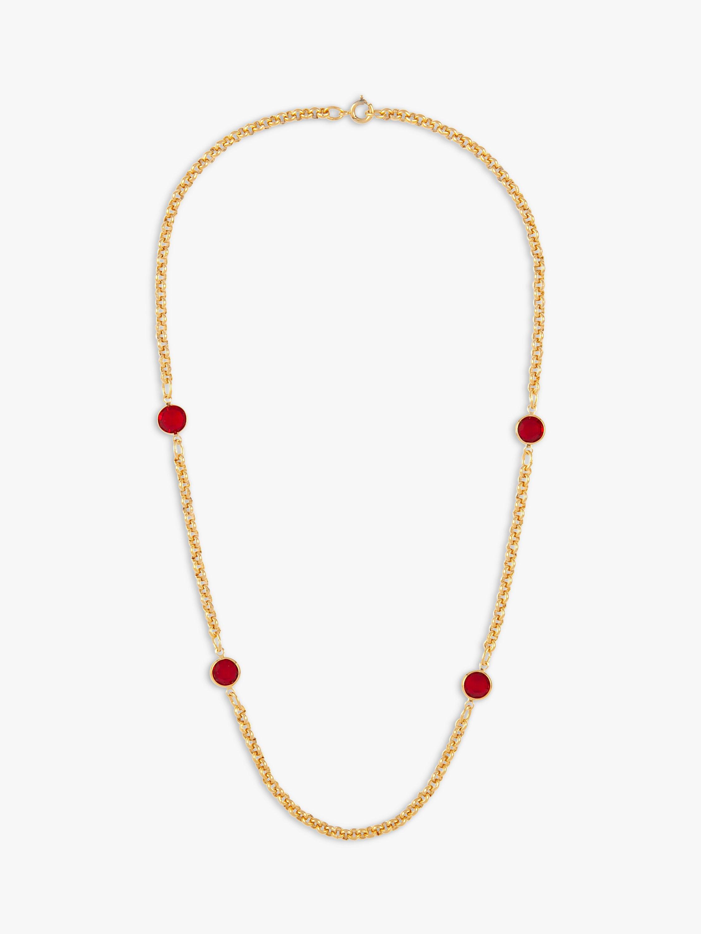 Product image 1 of 2, which shows Susan Caplan Pre-Loved Rediscovered Collection Belcher Chain Necklace, Gold/Red