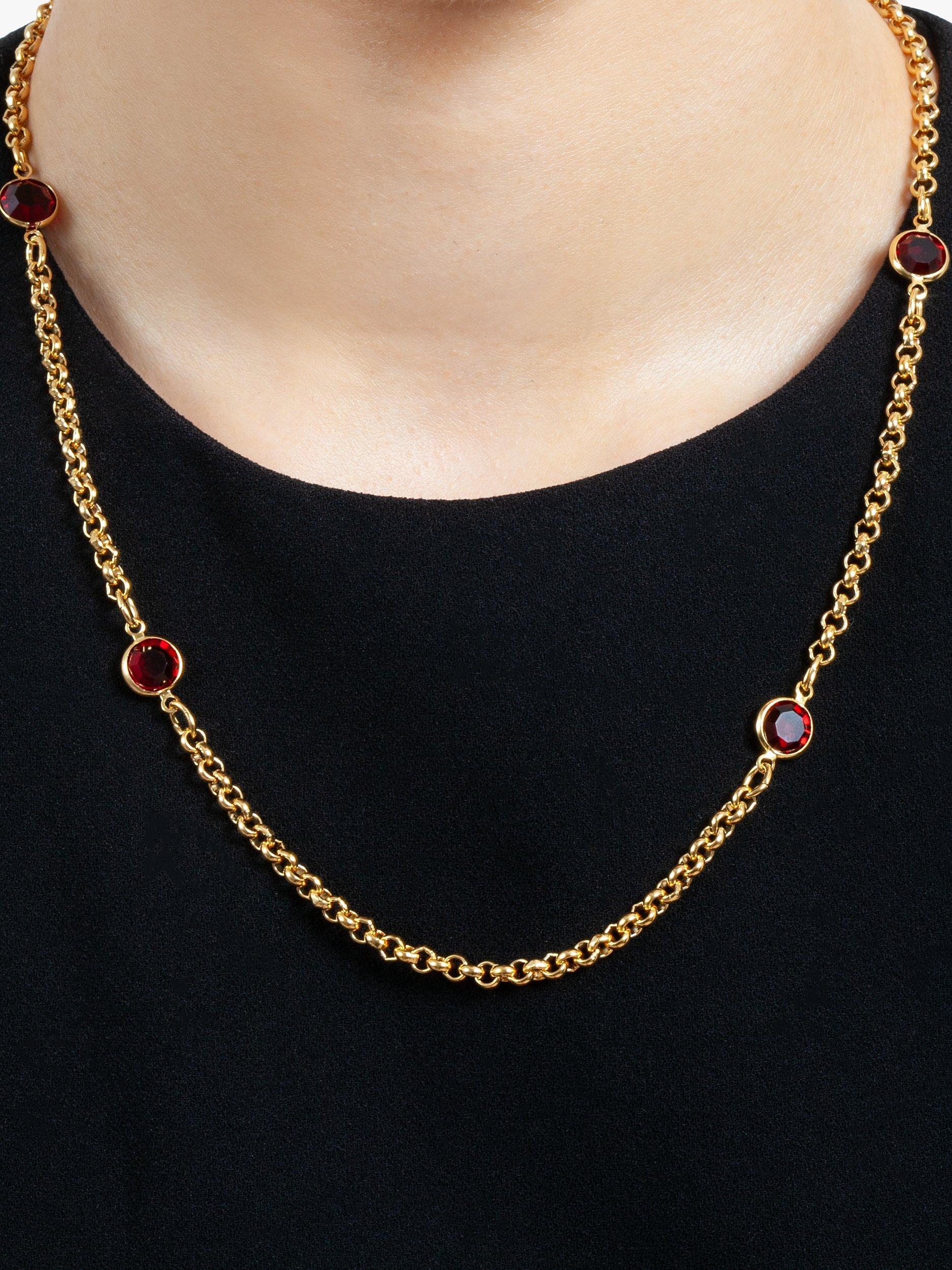 Product image 2 of 2, which shows Susan Caplan Pre-Loved Rediscovered Collection Belcher Chain Necklace, Gold/Red