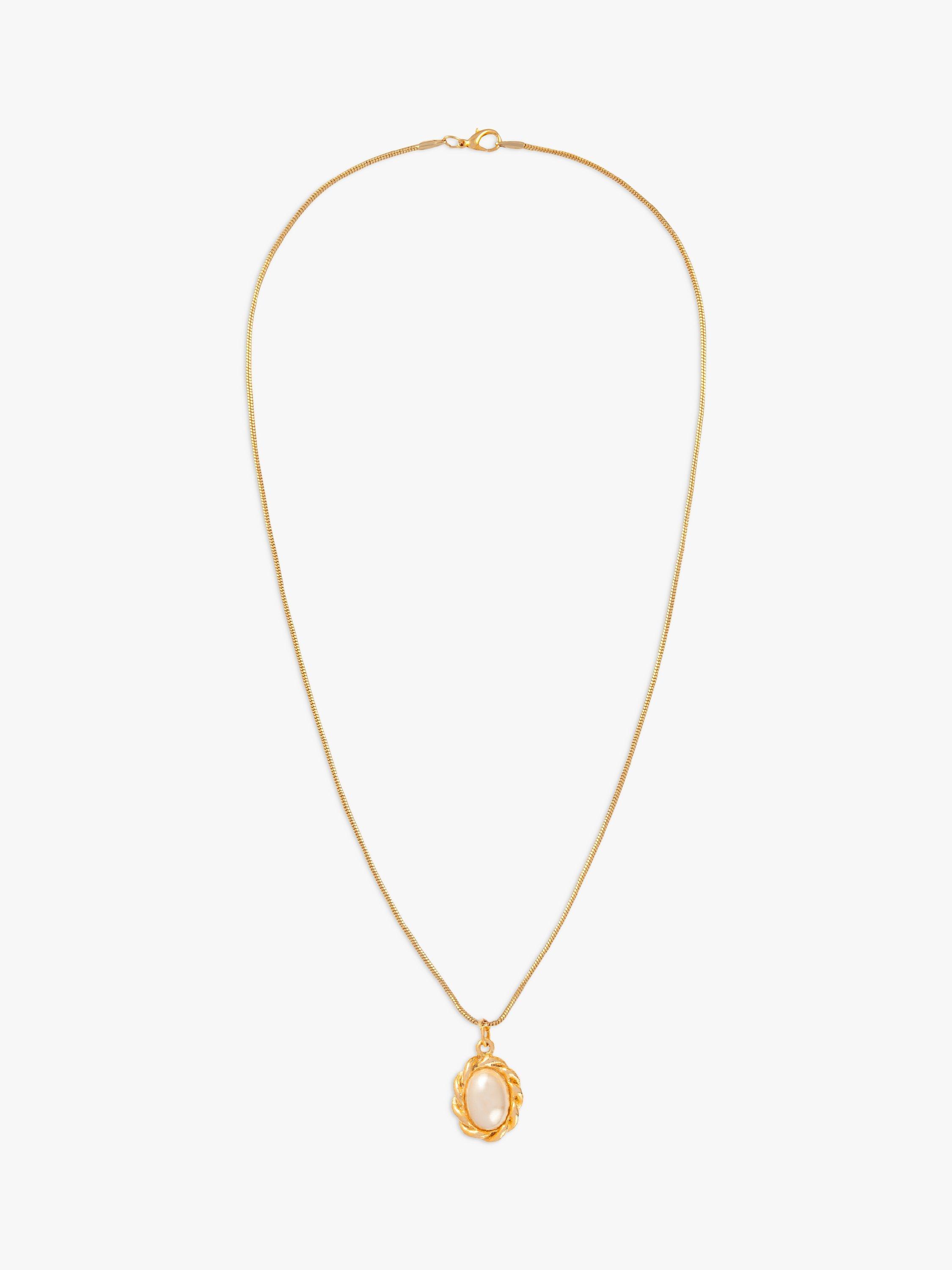 Susan Caplan Pre-Loved Rediscovered Collection Faux Pearl Pendant Necklace, Gold