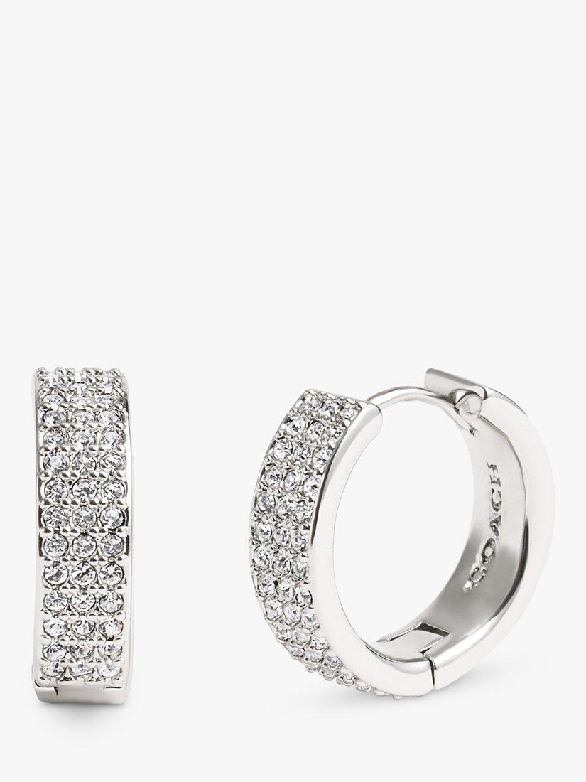 Coach Pavé Huggie Earrings, Silver