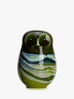 Poole Pottery Maya Earthenware Owl Ornament, Green, Green