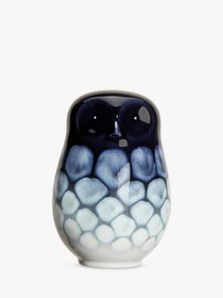 Poole Pottery Ocean Earthenware Owl Ornament, Blue, Blue