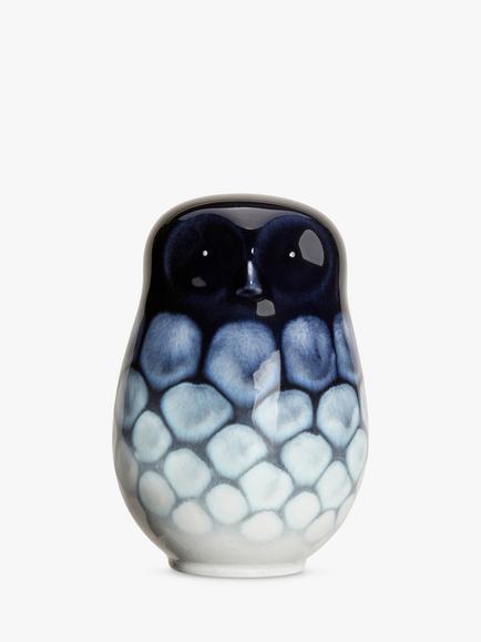 Poole Pottery Ocean Earthenware Owl Ornament, Blue, Blue