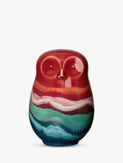 Poole Pottery Horizon Earthenware Owl Ornament, Red, Red