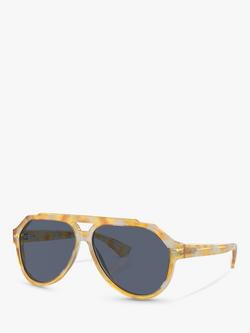 Dolce & Gabbana DG4452 Men's Aviator Sunglasses, Yellow Tortoise/Blue, Yellow Tortoise/Blue