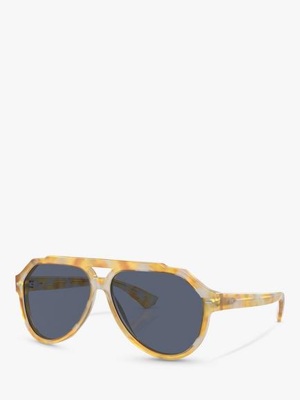 Dolce & Gabbana DG4452 Men's Aviator Sunglasses, Yellow Tortoise/Blue, Yellow Tortoise/Blue