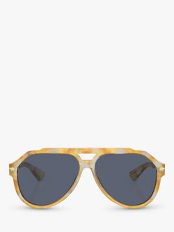 Dolce & Gabbana DG4452 Men's Aviator Sunglasses, Yellow Tortoise/Blue - view 2, Yellow Tortoise/Blue
