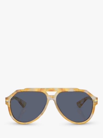 Dolce & Gabbana DG4452 Men's Aviator Sunglasses, Yellow Tortoise/Blue - view 2, Yellow Tortoise/Blue