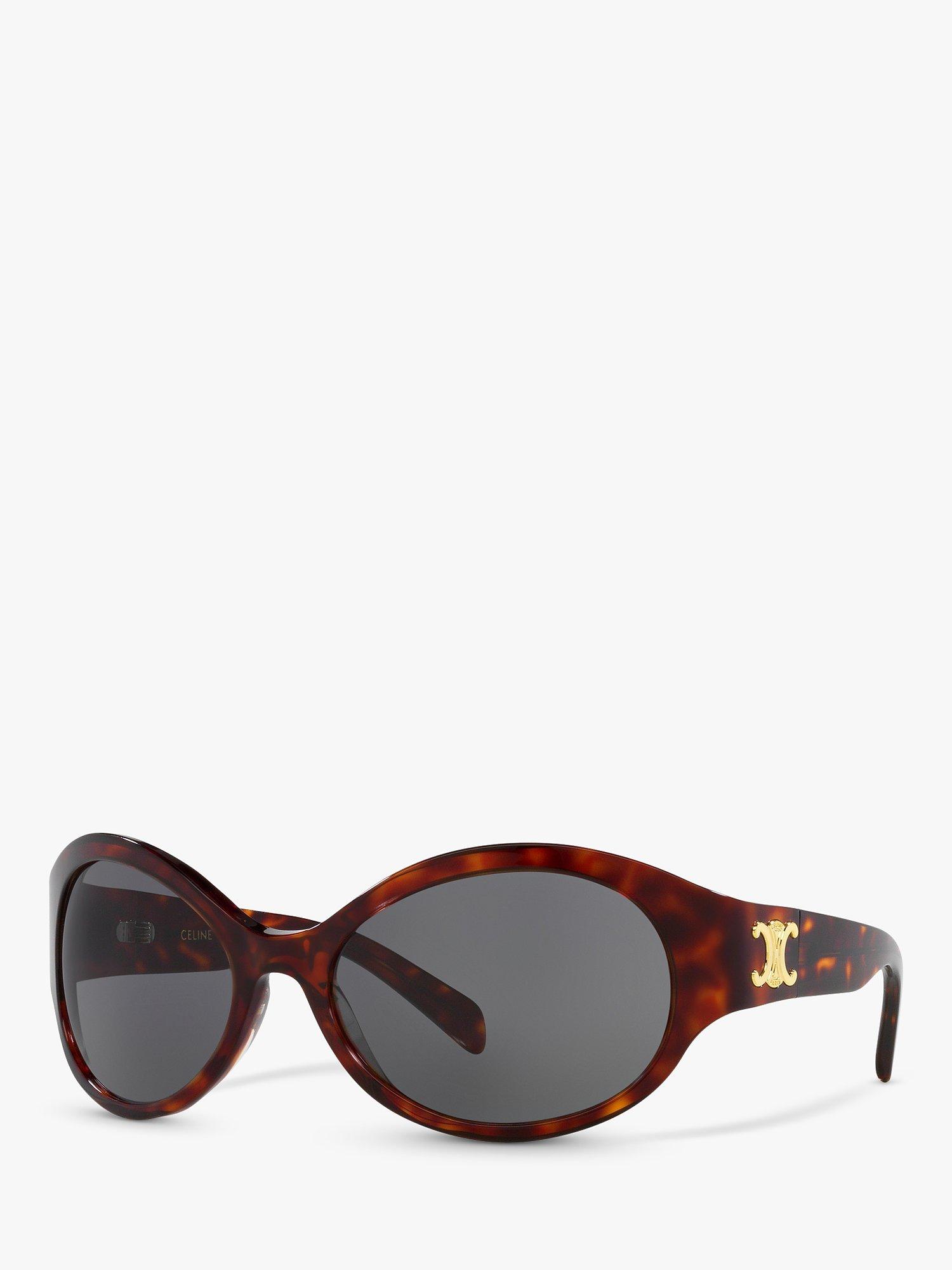 Celine CL40271I Women's Triomphe Oval Sunglasses, Tortoise/Grey