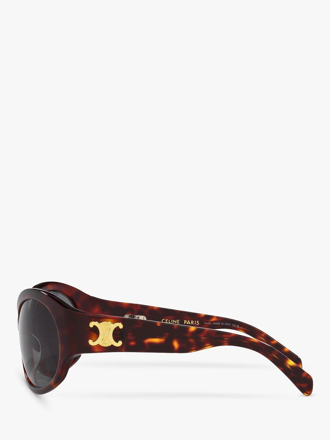 Celine CL40271I Women's Triomphe Oval Sunglasses, Tortoise/Grey