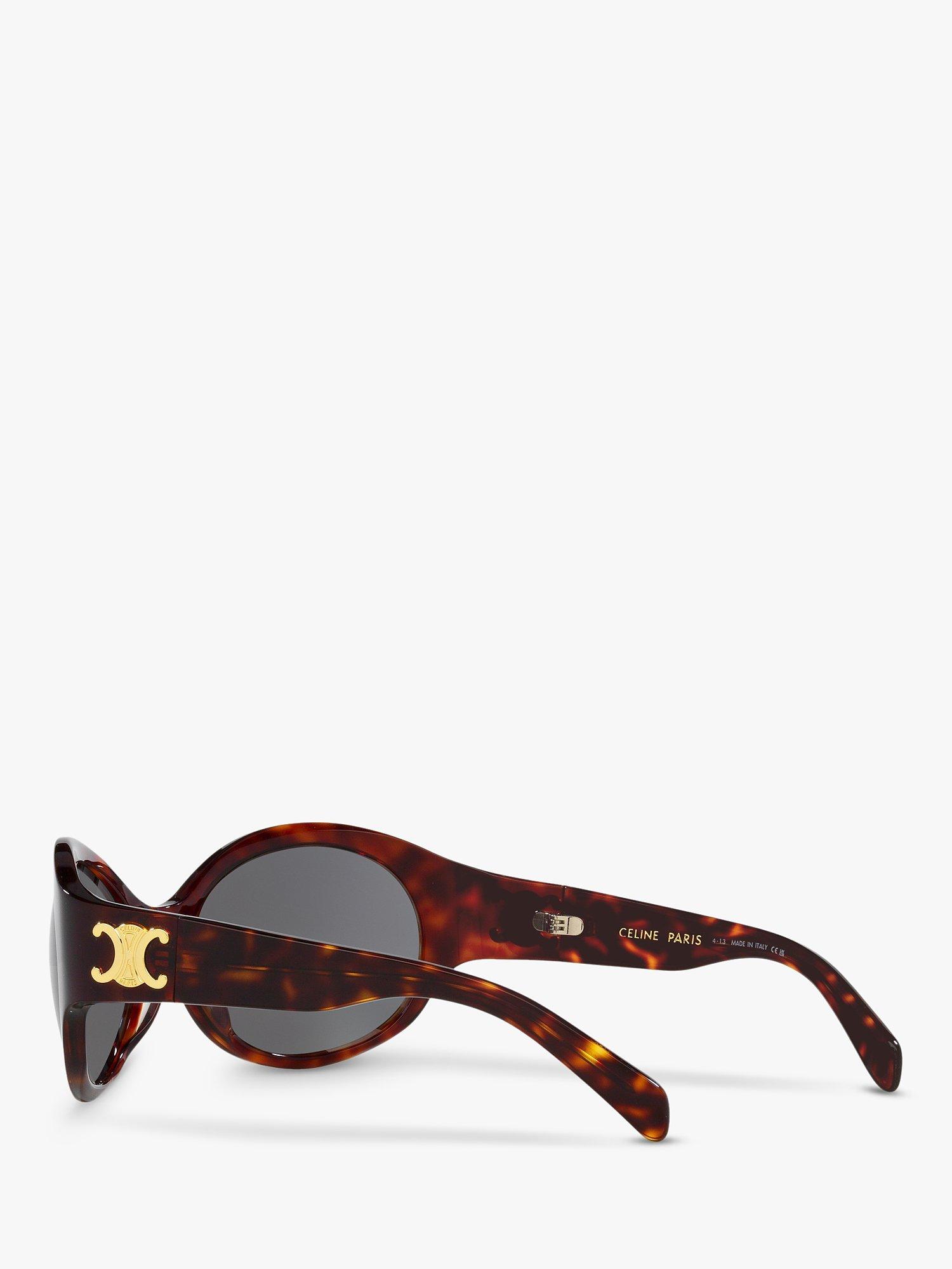 Celine CL40271I Women's Triomphe Oval Sunglasses, Tortoise/Grey