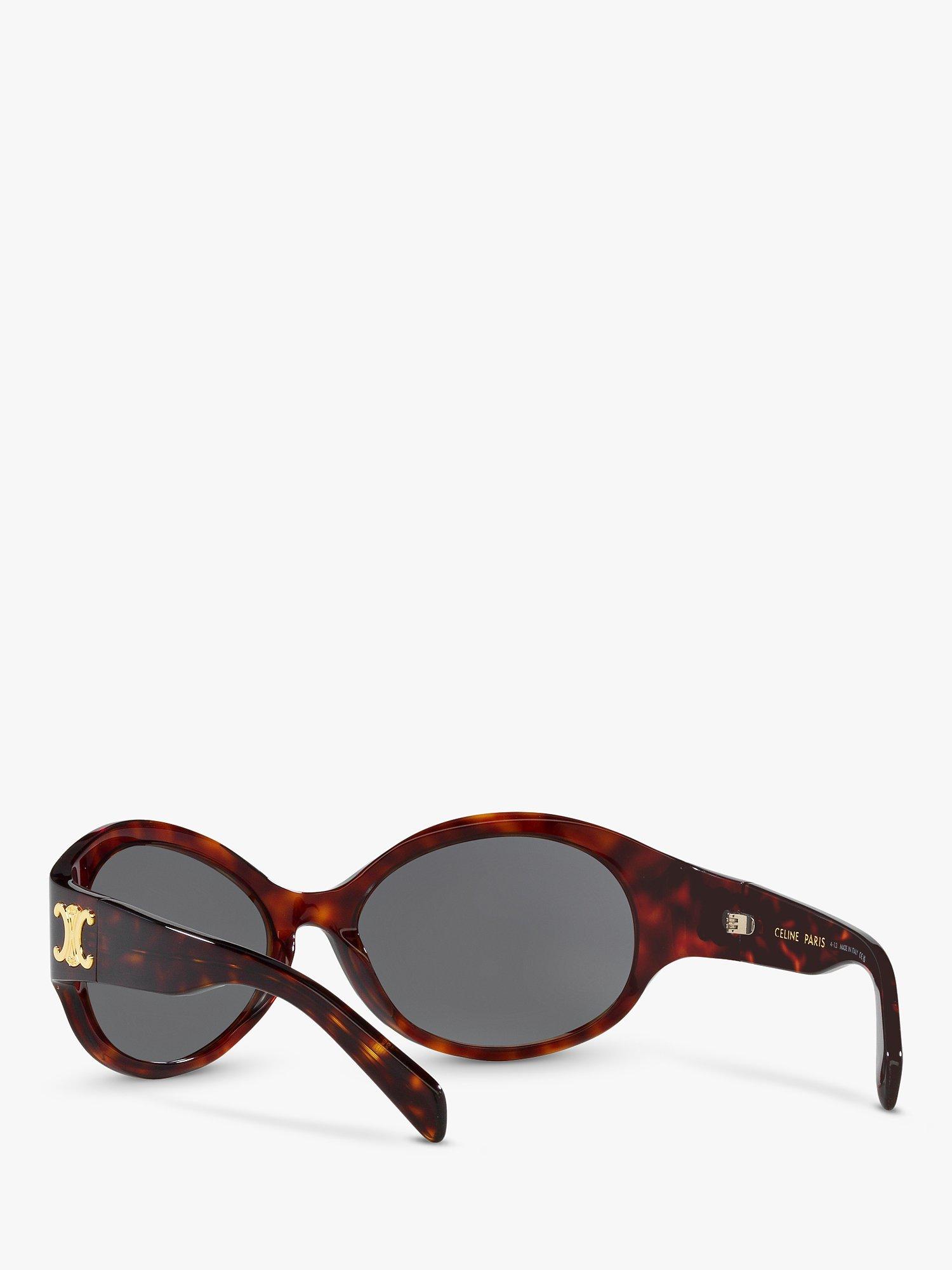 Celine CL40271I Women's Triomphe Oval Sunglasses, Tortoise/Grey