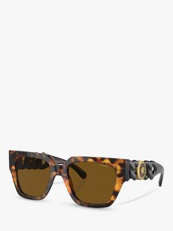 Versace VE4409 Women's Polarised Square Sunglasses, Tortoiseshell/Havana, Tortoiseshell/Havana