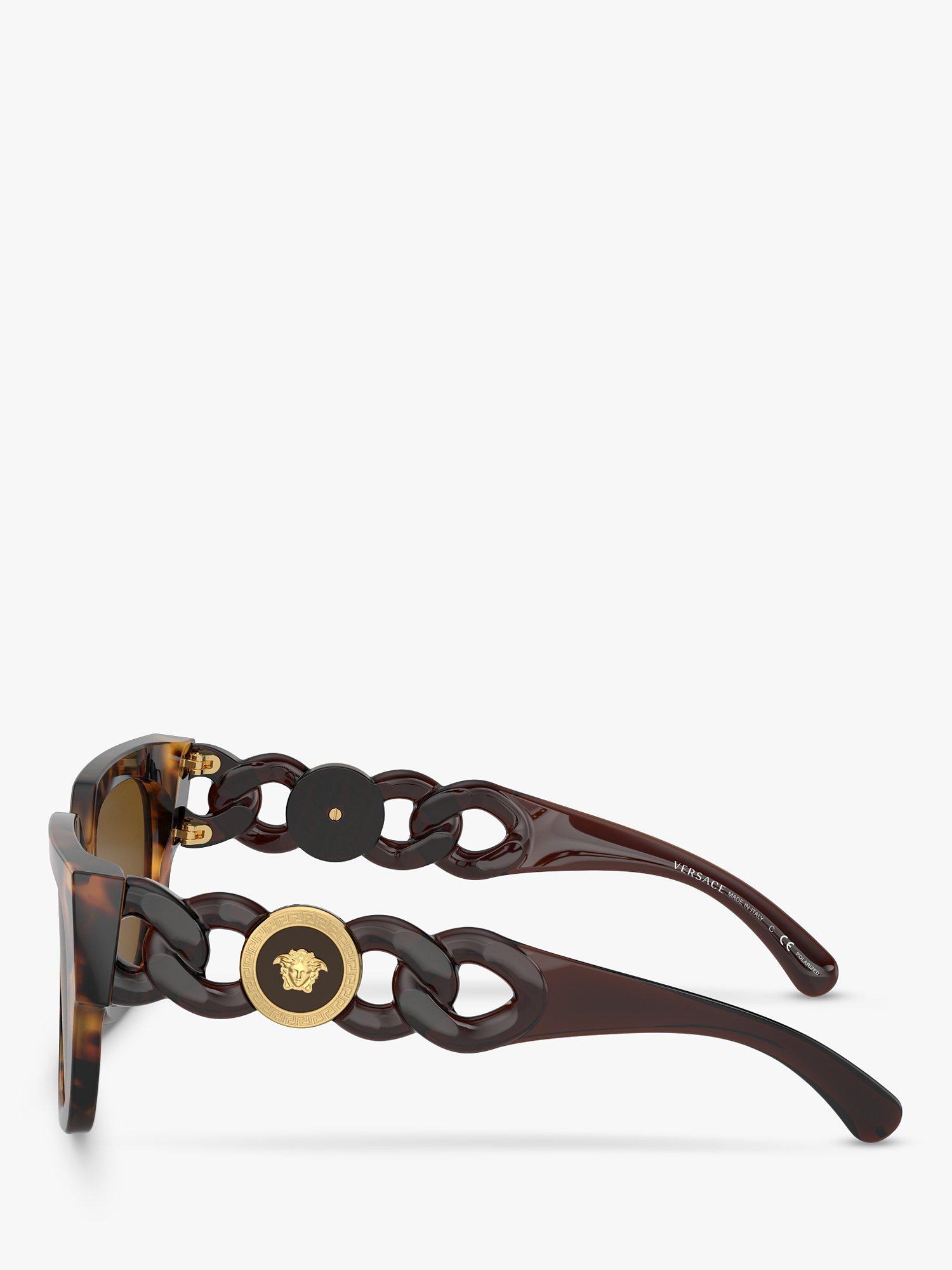 Product image 3 of 5, which shows Versace VE4409 Women's Polarised Square Sunglasses, Tortoiseshell/Havana