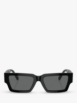 Versace VE4459 Unisex Rectangular Sunglasses, Black/Grey - view 2, Black/Grey