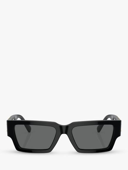 Versace VE4459 Unisex Rectangular Sunglasses, Black/Grey - view 2, Black/Grey
