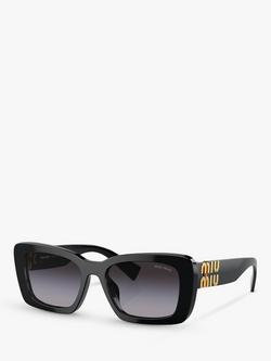 Miu Miu MU 07YS Women's Rectangular Sunglasses, Black/Grey Gradient, Black/Grey Gradient
