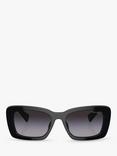 Miu Miu MU 07YS Women's Rectangular Sunglasses, Black/Grey Gradient