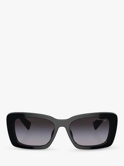 Miu Miu MU 07YS Women's Rectangular Sunglasses, Black/Grey Gradient - view 2, Black/Grey Gradient