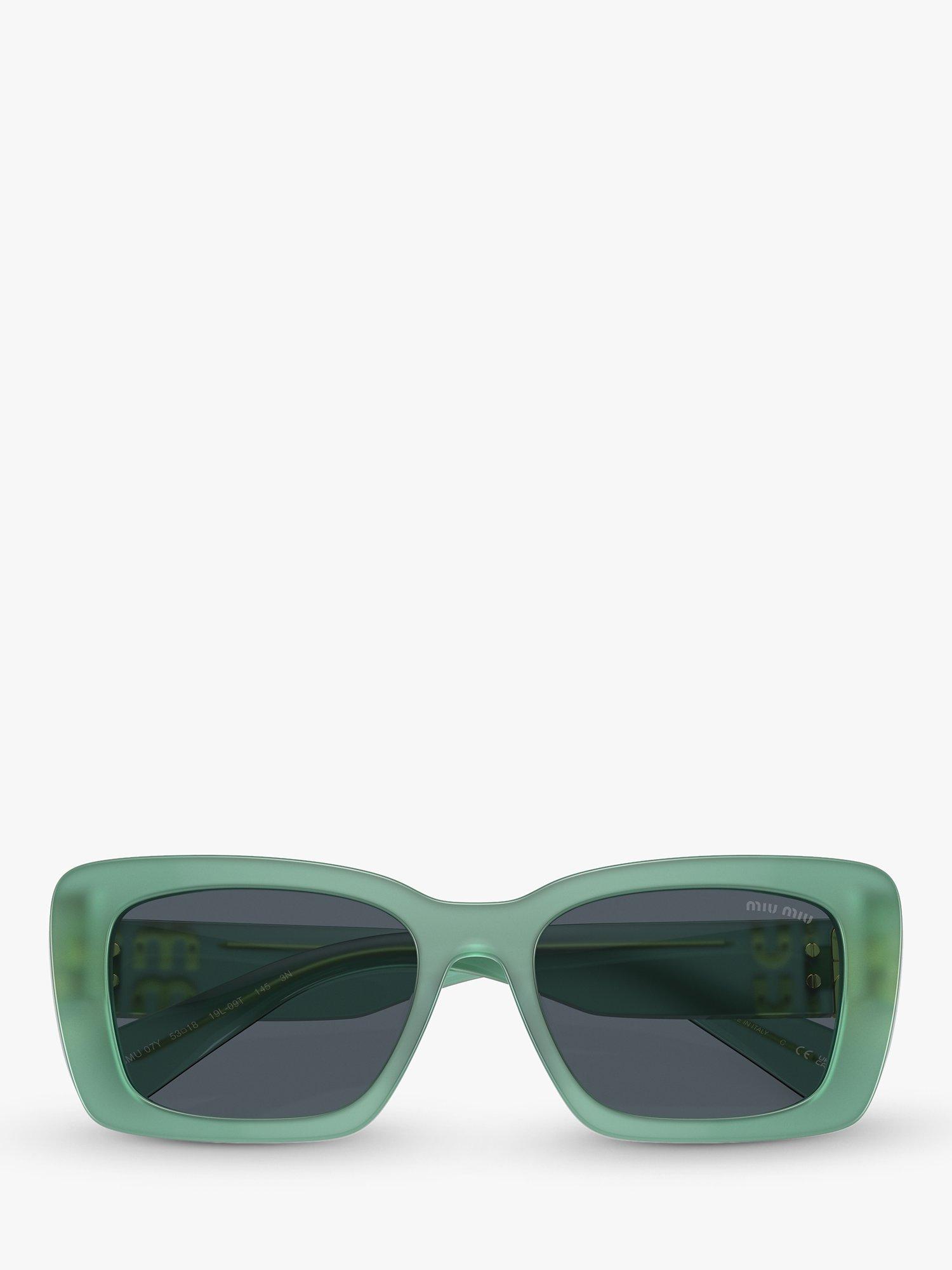 Miu Miu 0MU 07YS Women's Rectangular Sunglasses, Opal Anise