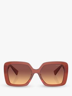 Miu Miu MU 10YS Women's Chunky Square Sunglasses, Cognac Opal/Brown Gradient - view 2, Cognac Opal/Brown Gradient