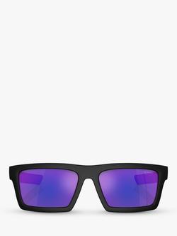 Prada PS 02ZS Men's Rectangular Sunglasses, Matte Black/Mirror Purple - view 2, Matte Black/Mirror Purple