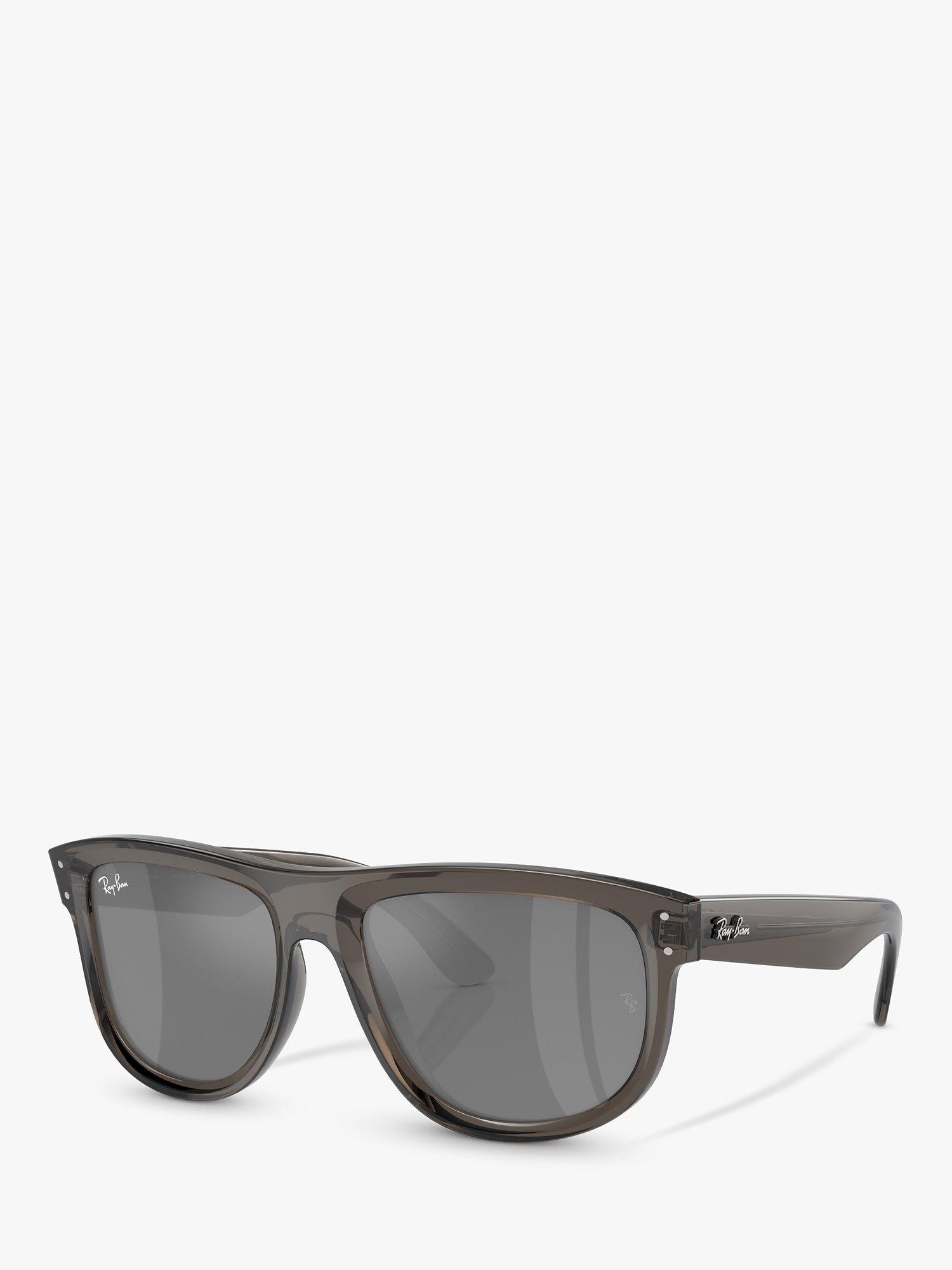 Product image 1 of 6, which shows Ray-Ban RBR0501S Unisex Boyfriend Reverse Square Sunglasses, Transparent Grey/Grey