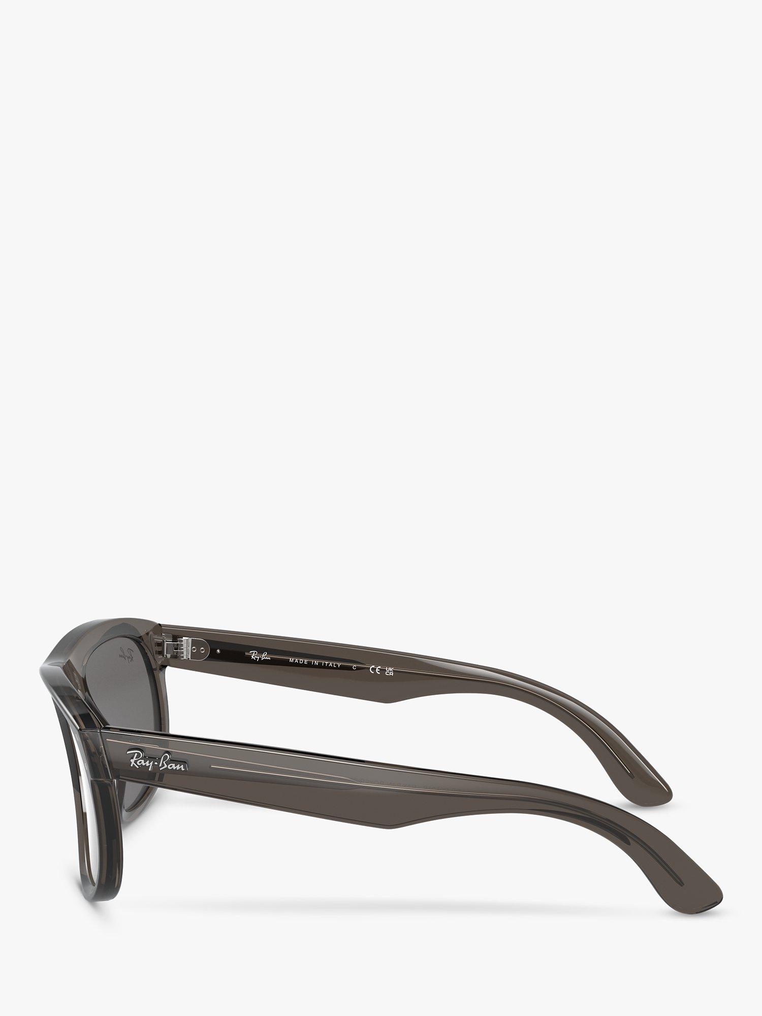 Product image 3 of 6, which shows Ray-Ban RBR0501S Unisex Boyfriend Reverse Square Sunglasses, Transparent Grey/Grey