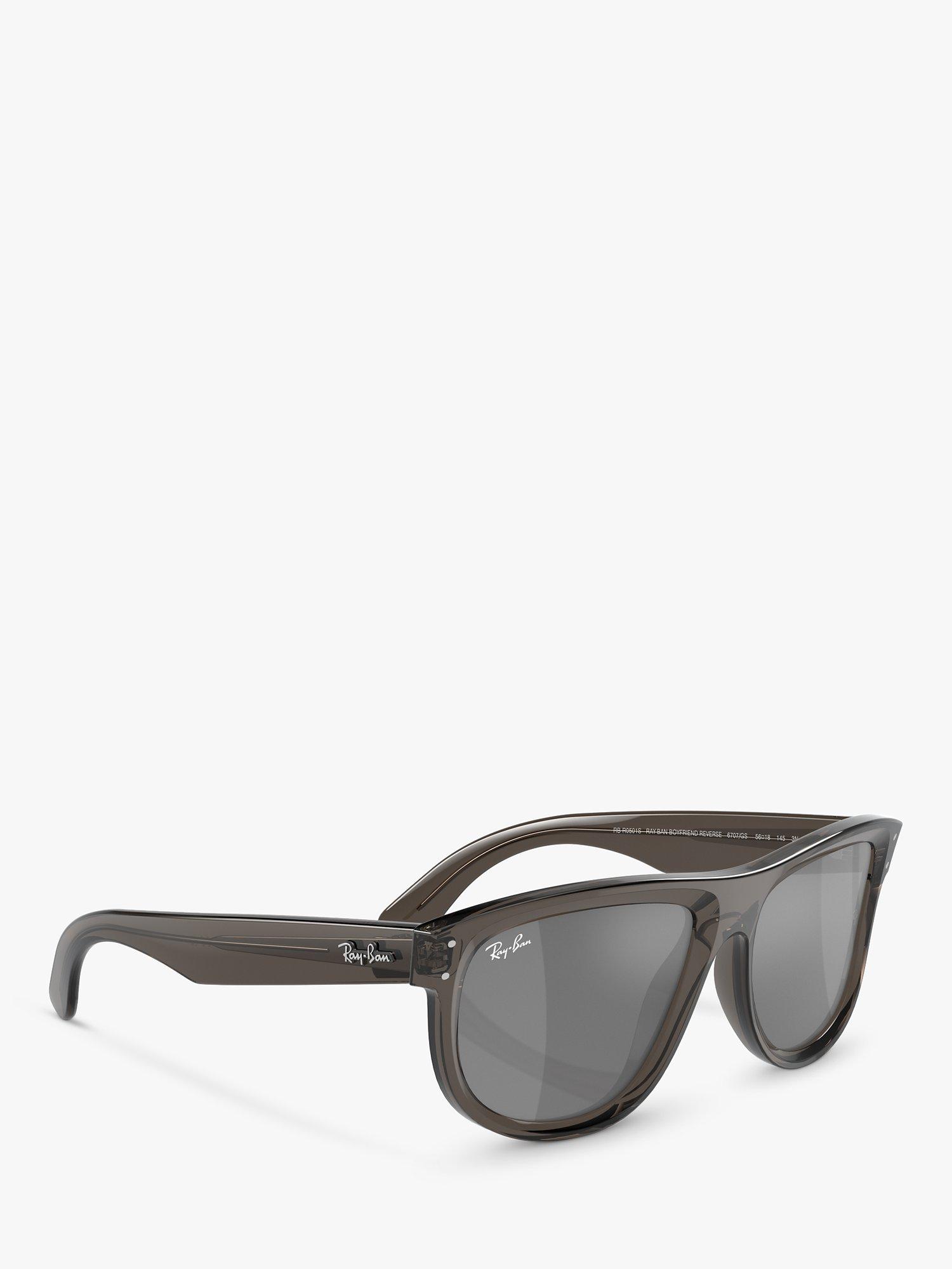 Product image 6 of 6, which shows Ray-Ban RBR0501S Unisex Boyfriend Reverse Square Sunglasses, Transparent Grey/Grey