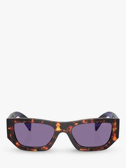 Prada PR A01S Women's Rectangular Sunglasses, Havana/Purple - view 2, Havana/Purple