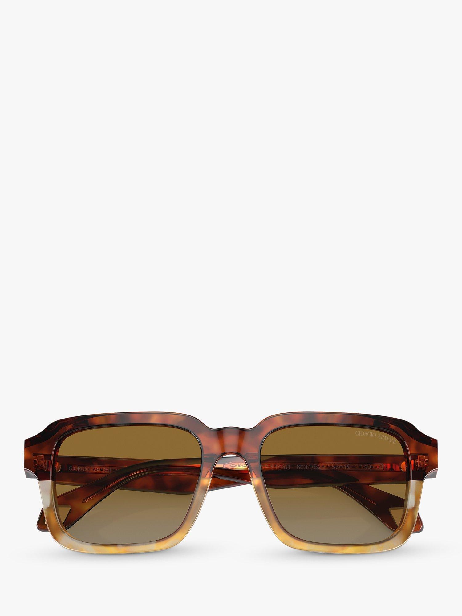 Product image 5 of 5, which shows Giorgio Armani AR8194U Men's Square Sunglasses, Red Havana/Honey Havana