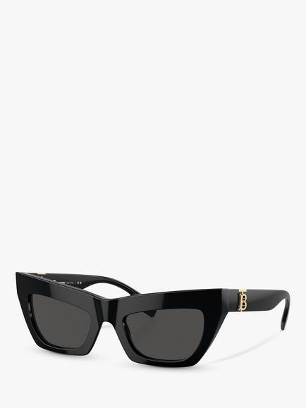 Burberry BE4405 Women's Cat's Eye Sunglasses, Black/Black, Black/Black