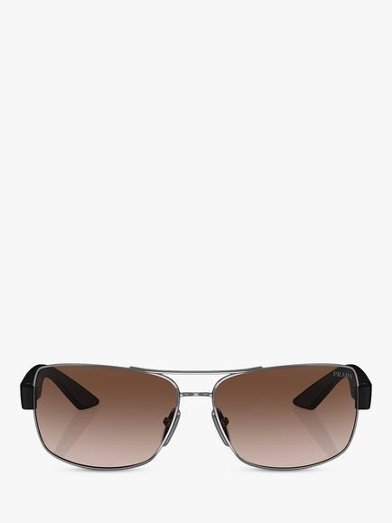 Prada Linea Rossa PS 50ZS Men's Rectangular Sunglasses - view 2, Gunmetal/Brown Gradient