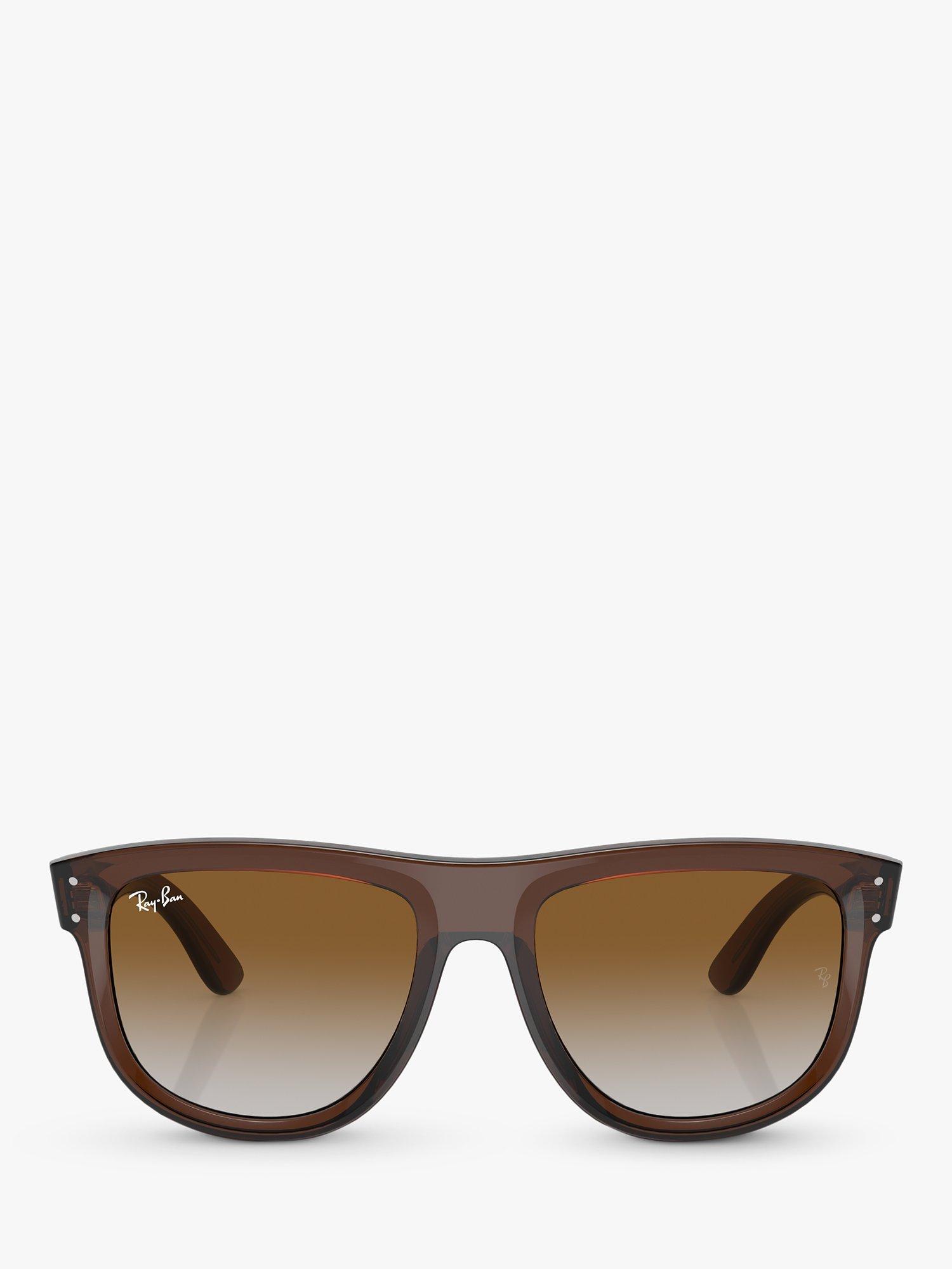 Product image 2 of 6, which shows Ray-Ban RBR0501S Unisex Boyfriend Reverse Square Sunglasses, Transparent Brown/Brown