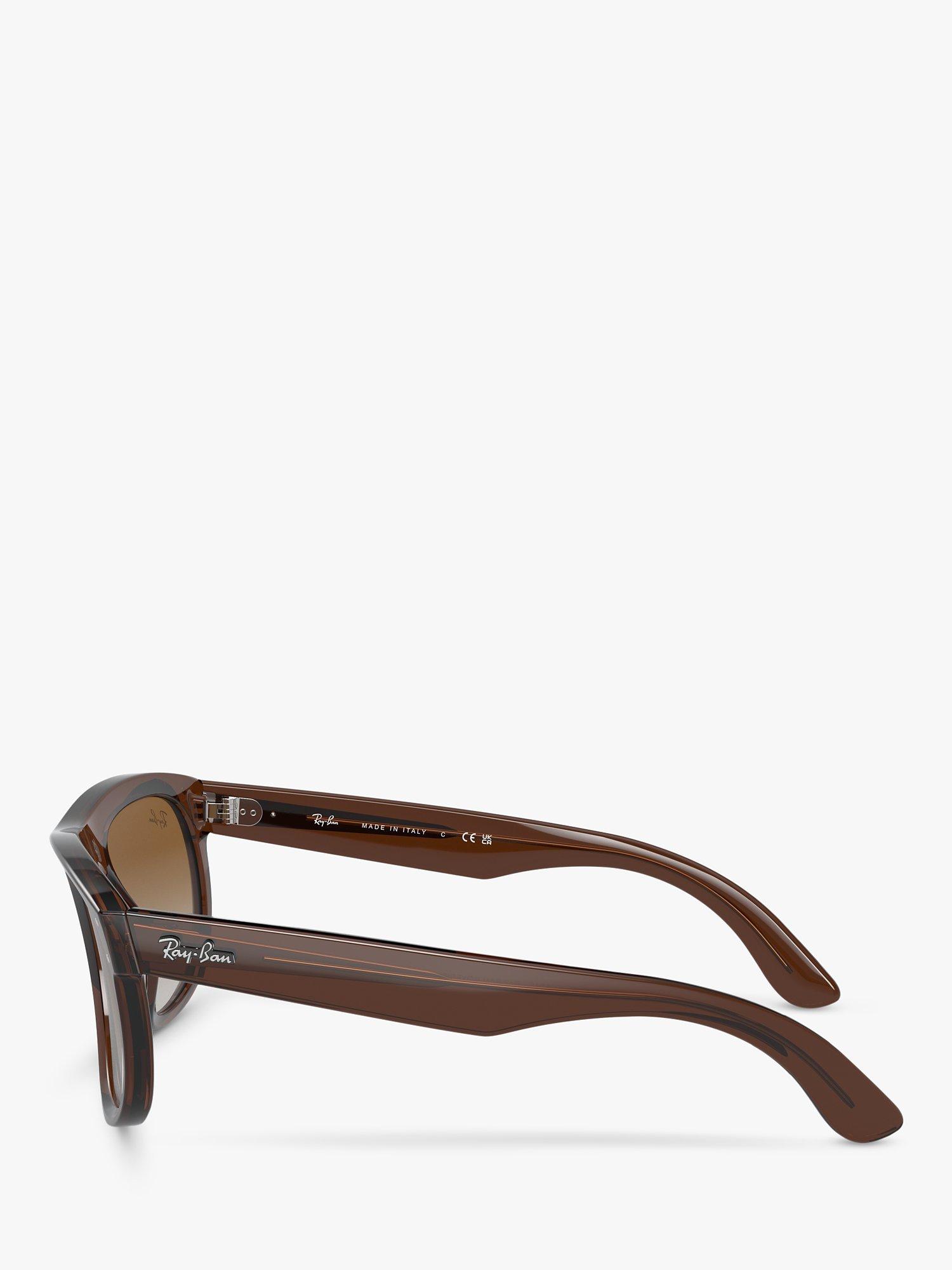 Product image 3 of 6, which shows Ray-Ban RBR0501S Unisex Boyfriend Reverse Square Sunglasses, Transparent Brown/Brown