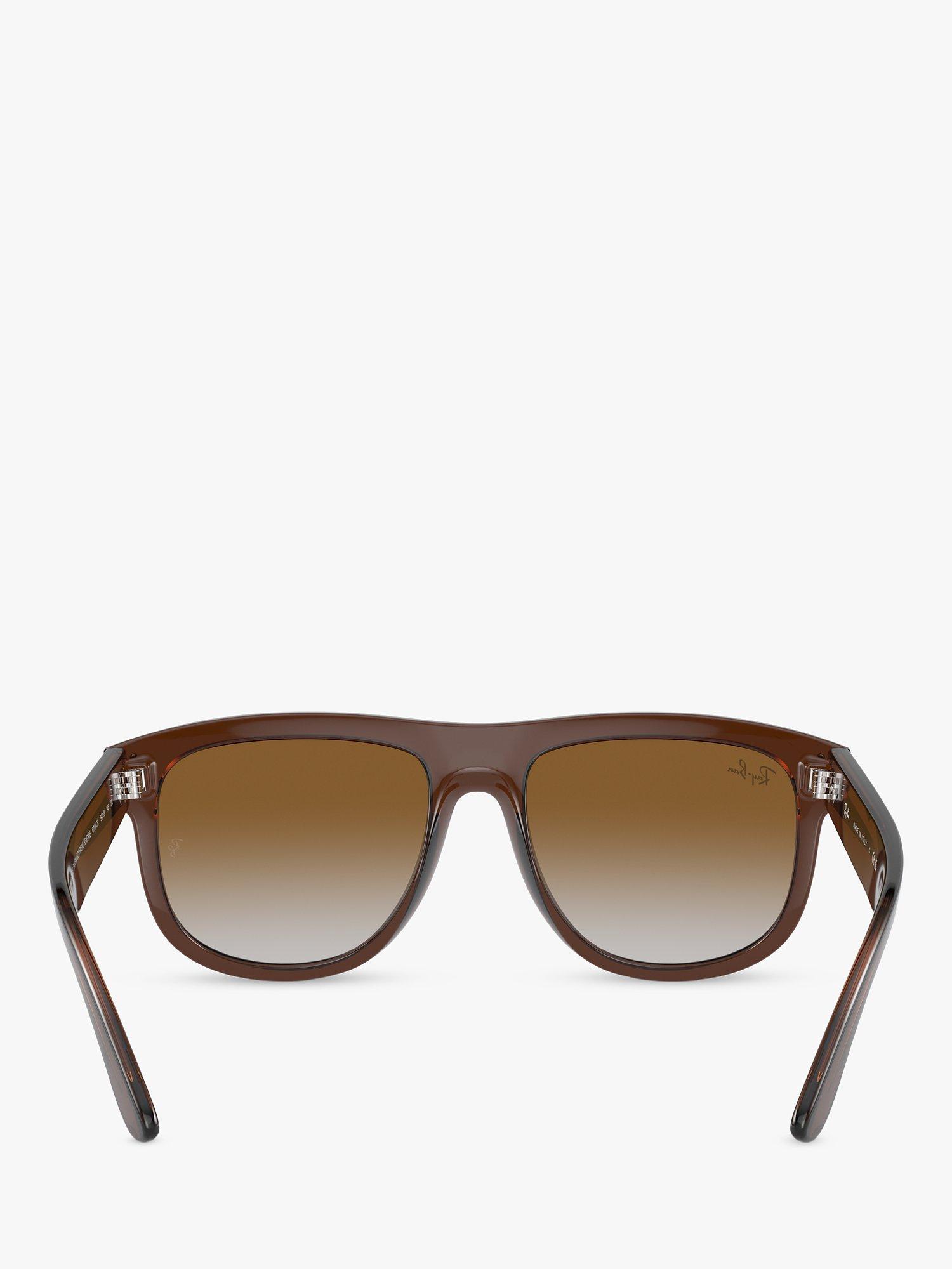 Product image 4 of 6, which shows Ray-Ban RBR0501S Unisex Boyfriend Reverse Square Sunglasses, Transparent Brown/Brown