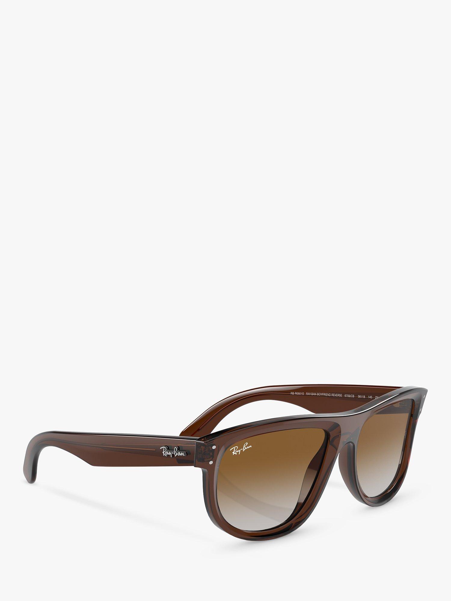 Product image 6 of 6, which shows Ray-Ban RBR0501S Unisex Boyfriend Reverse Square Sunglasses, Transparent Brown/Brown