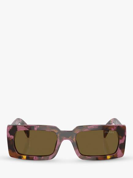 Prada PR A07S Women's Rectangular Sunglasses - view 2, Cognac Tortoise/Brown