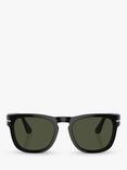 Persol PO3333S Unisex Elio Square Sunglasses, Black/Green